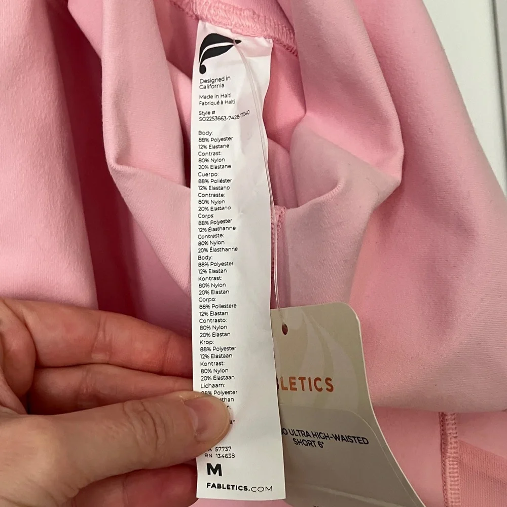 Fabletics High Waist On the Go 6” Pink Shorts - Picture 3 of 6